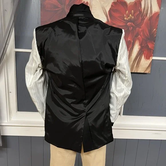 Lauren Ralph Lauren Blazer Jacket Sport Coat Mens 36R Wool Black Metal Buttons